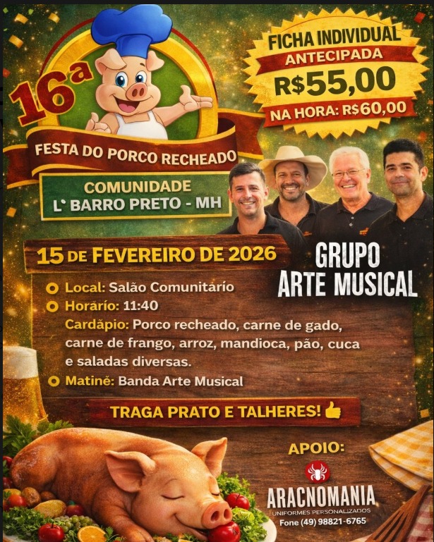 16ª FESTA DO PORCO RECHEADO - Linha Barro Preto